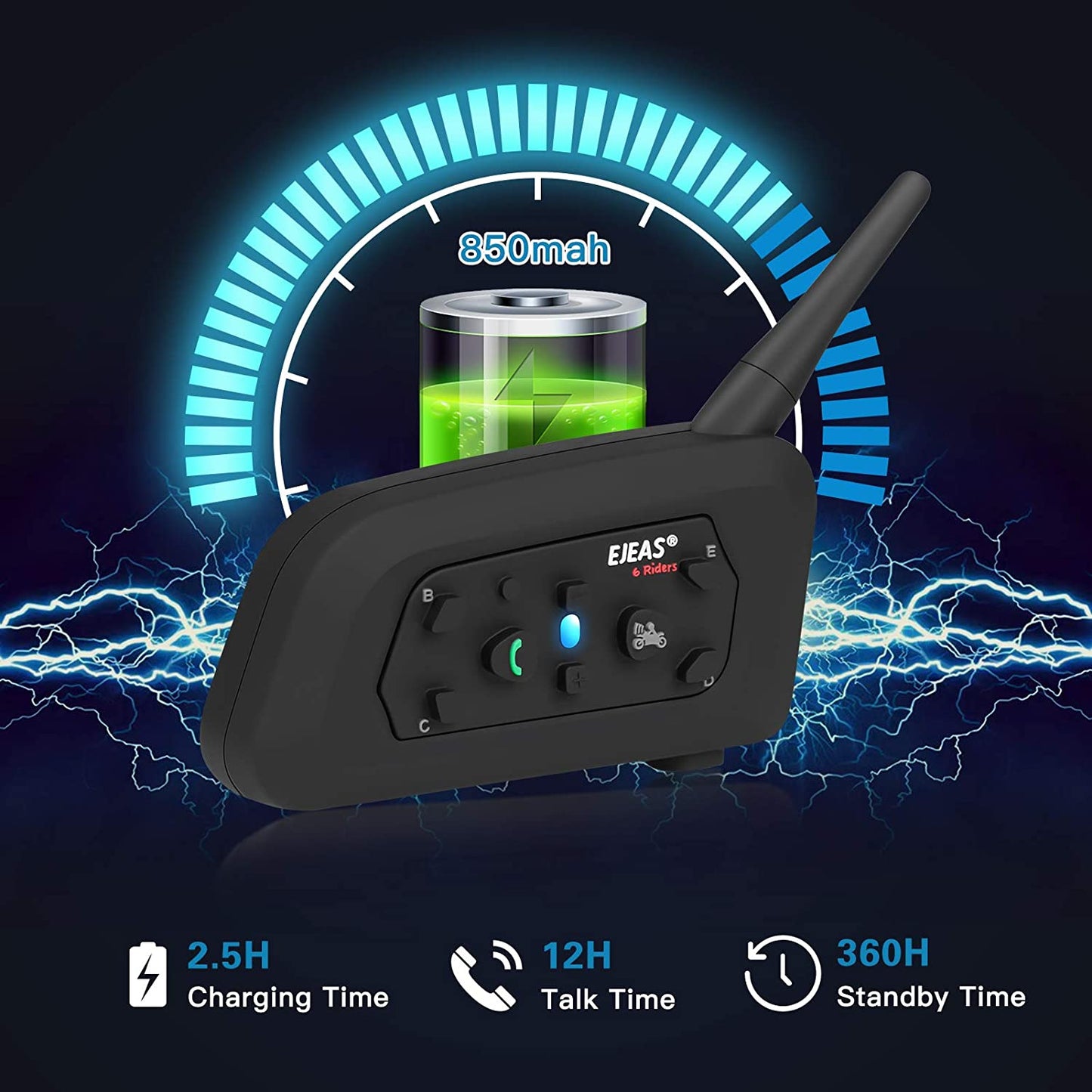 2 x Intercomunicadores Moto - EJEAS V6 Pro (1200m) — imagem 3