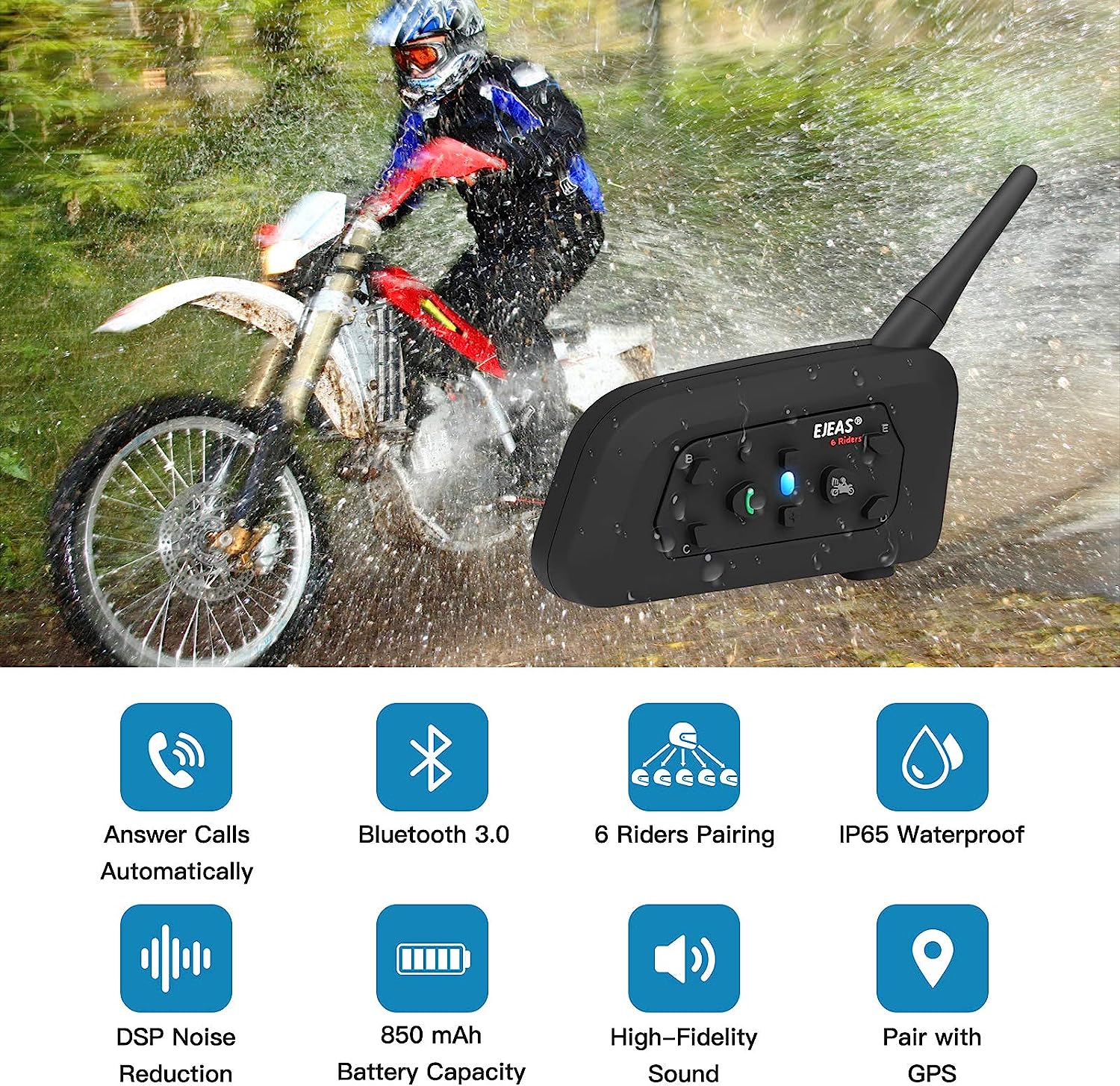 2 x Intercomunicadores Moto - EJEAS V6 Pro (1200m) — imagem 4